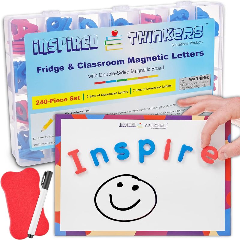 Photo 1 of Inspired Thinkers Magnetic Letters - Alphabet Magnets for Kids, Fridge Magnets for Toddlers, ABC Magnets for Toddlers 1-3, Foam Letters, Magnetic Letters and Numbers for Toddlers, Letter Magnets
