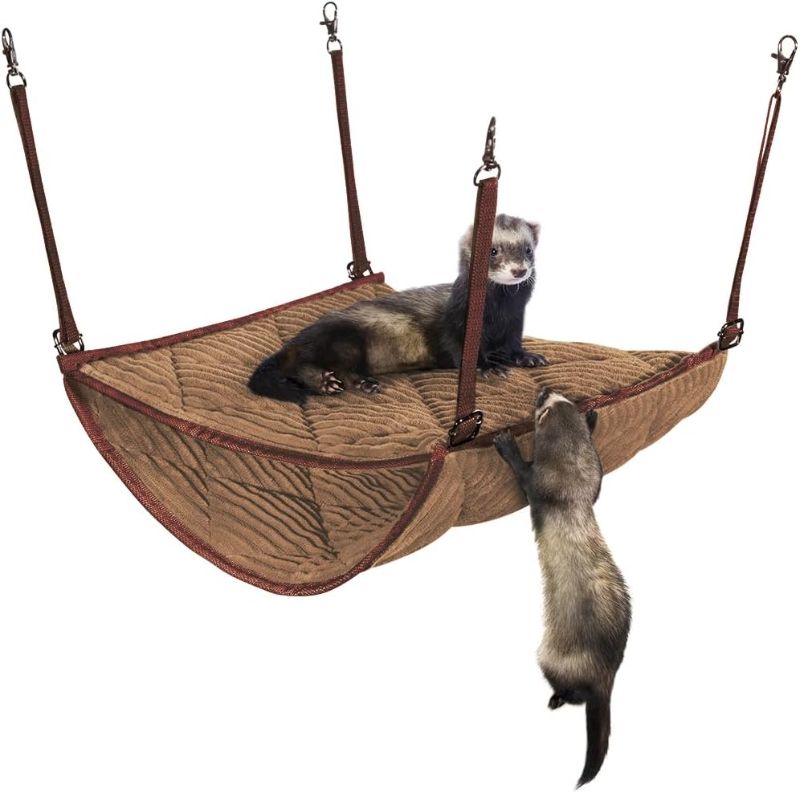 Photo 1 of 2 Brothers Wholesale Ferret Hammock for Cage - Plush Double Bunk Bed Hanging Clips - Perfect for 2 or More Small Pets! (Rats, Ferrets, Hamsters, Guinea Pigs, Chinchillas & Squirrels) - Brown
