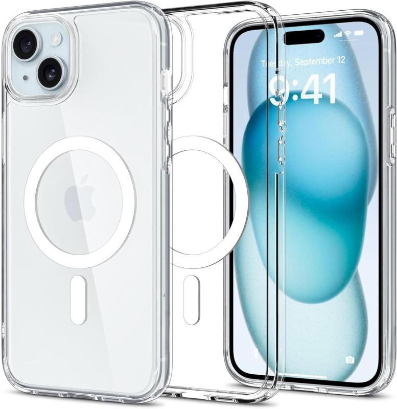 Photo 1 of Black Owl Clear Magnetic Case Designed for iPhone 13 (2023 Model), Compatible with Wireless Charging, Shockproof Military-Grade Protection, Anti-Scratch Clear Back, Anti-Yellowing.
