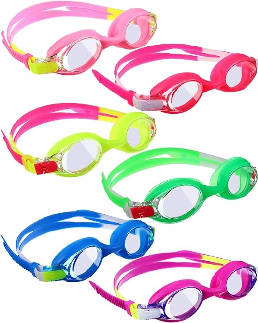Photo 1 of Flutesan 6 Pairs Swim Goggles for Kids 4-9 Clear Wide Vision Swimming Goggles Kids Anti Fog Pool Goggles Silicone Frame Children Goggles
