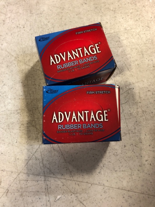 Photo 1 of 2 COUNT - Alliance Rubber 26309 Advantage Rubber Bands Size #30, 1/4 lb Box Contains Approx. 287 Bands (2" x 1/8", Natural Crepe)

