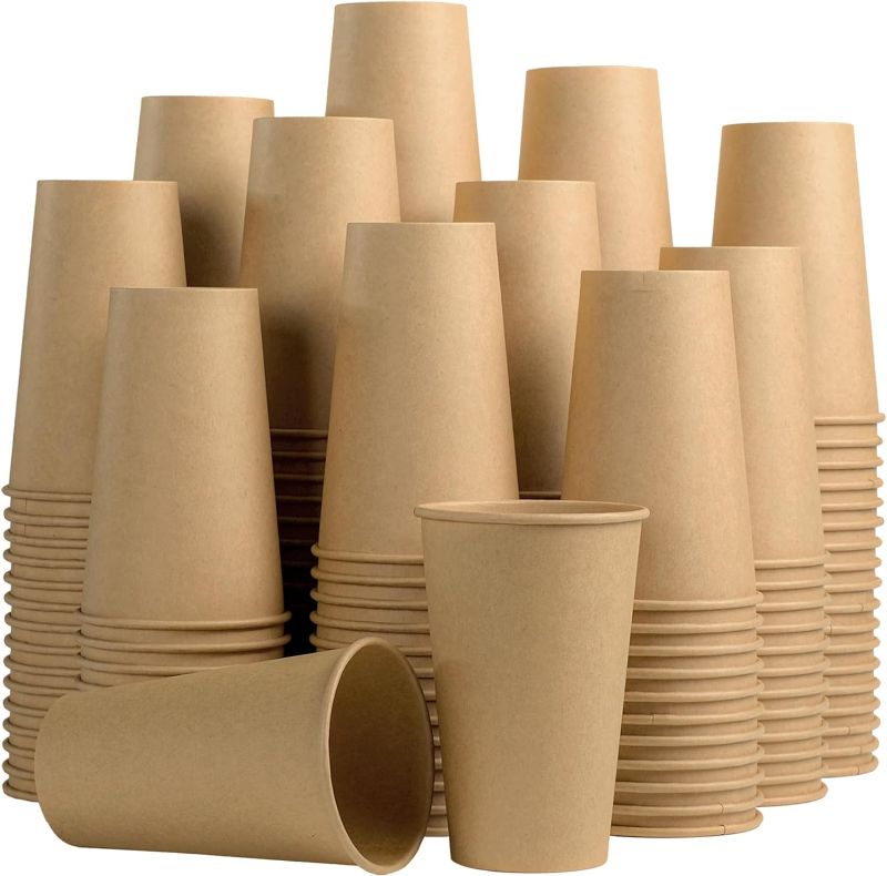 Photo 1 of [180 Pack] 16 oz Paper Cups, Disposable Coffee Cups, Kraft Paper Cups, 16 OZ Coffee Cups No Lids, Sturdy and Durable, Leak-Proof, Hot/Cold Beverage Drinking, 16 Ounce Cups for Party Home Office
