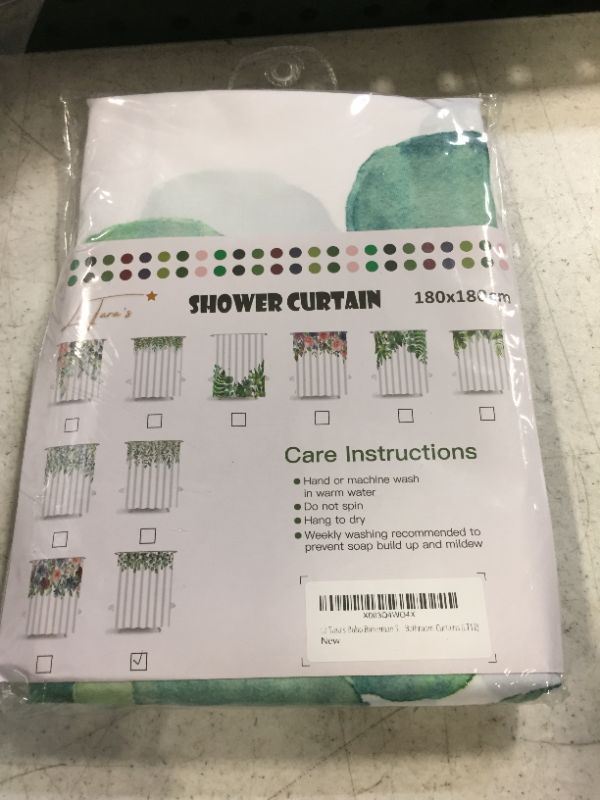 Photo 1 of  Leaves Mid Century Shower Curtain 72Wx72L Inches Abstract Green Boho Shower Curtain Botanical Bathroom Curtains Set Modern Simple Fancy Fabric Waterproof Polyester with 12 Hooks

