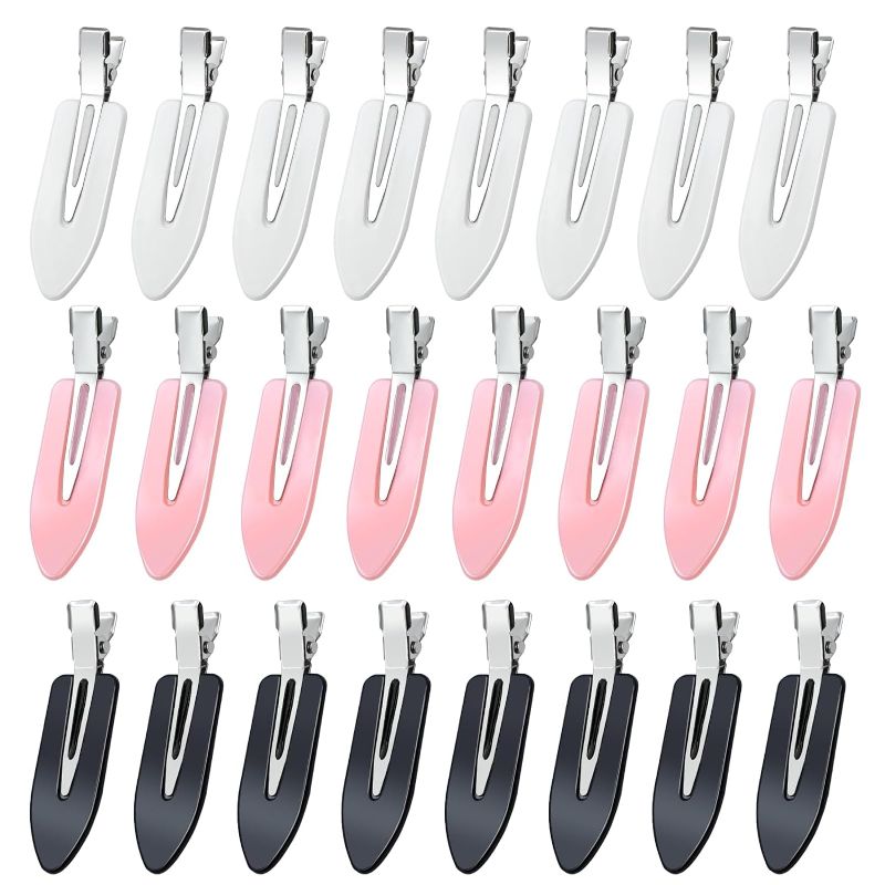 Photo 1 of 24Pcs No Bend Hair Clips Makeup Hair Clips, Makeup Flat Hair Clips for Girls,No Crease Hair Clips for Styling Sleeping Makeup Application(Black, White,Pink)
