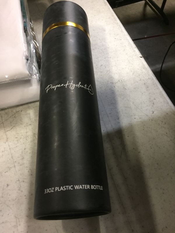 Photo 1 of  Water Bottle w/Time Marker, Pink, Motivational Measurements w/Time & Volume, Frosted Plastic, EXTRA Lid for Gym, Sports, Travel, Fitness, or Work