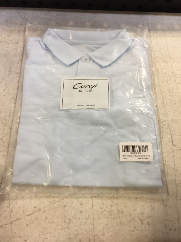 Photo 2 of CUNYI Boys' Cotton Pique Polo Shirts Uniform Short Sleeve Tops- SIZE 140
