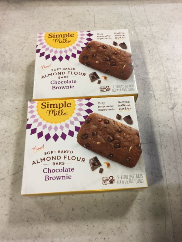 Photo 2 of 2 PACK--Simple Mills Almond Flour Breakfast Bars, Chocolate Brownie - Gluten Free, Made with Coconut Oil, Chia Seeds, Sunflower Seeds, Flax Seeds, Healthy Snacks, 6 oz. (Pack of 1) Chocolate Brownie 1.19 Ounce (Pack of 5)- BST BY- 01/04/2024