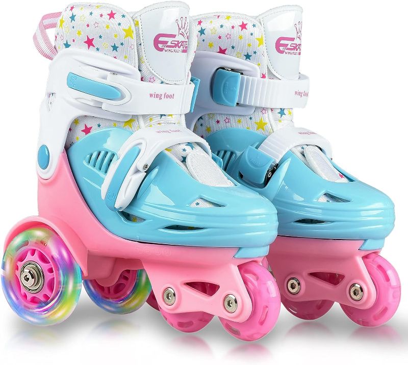 Photo 1 of Adjustable Roller Skates for Kids Girls Ladies with Light Up Flash LED Wheels(Age 3-9),Three-Point Type Balance,Gift Box Packing for - Toddlers,Children,Youth, Teenagers- SIZE 27-30
