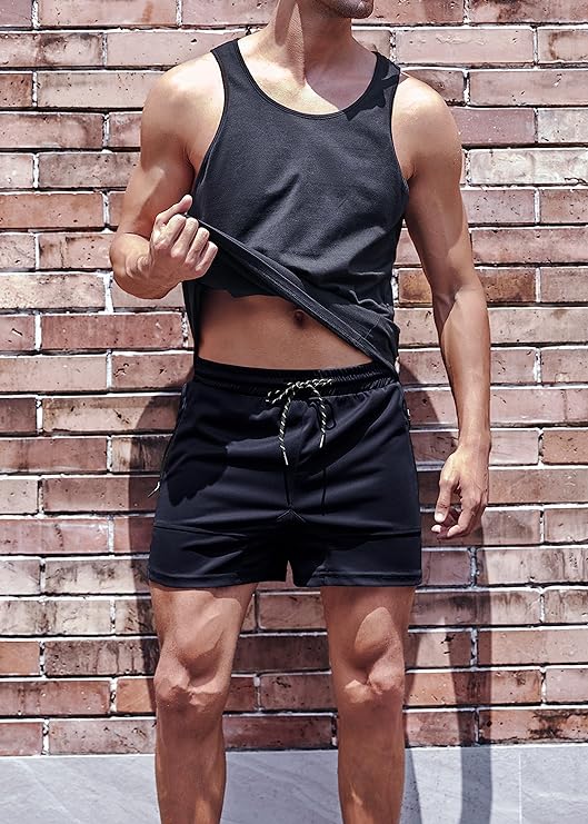 Photo 1 of Gafeng Men's Athletic Shorts Gym Workout Quick Dry Lightweight Running Mesh Shorts with Zipper Pocket- SIZE S 
