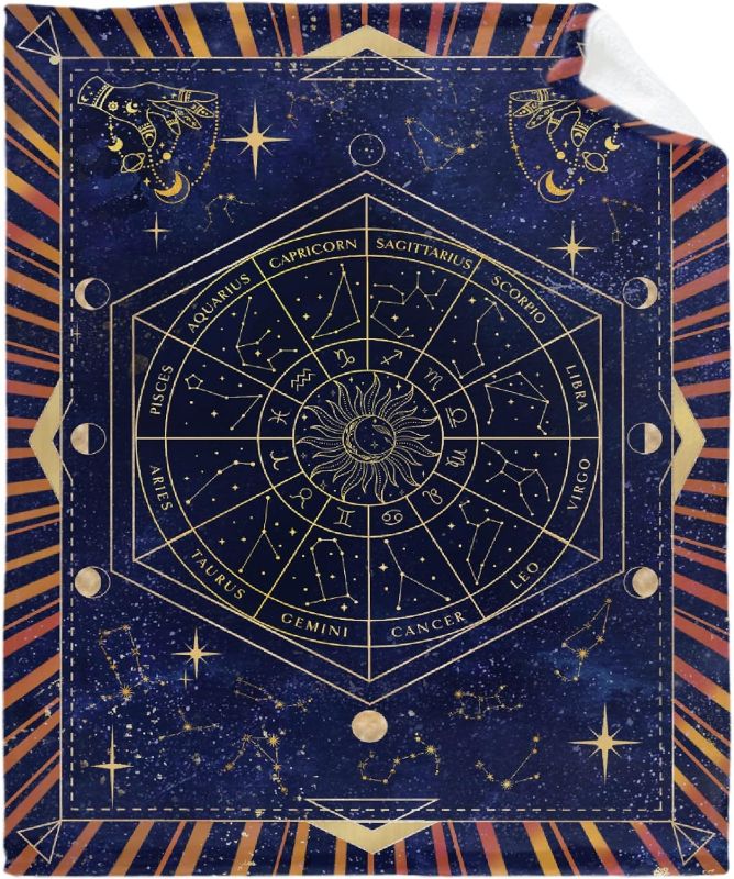Photo 1 of Zodiac Blanket,Zodiac Gifts,Celestial Decor,Hippie Bedding,Soft & Lightweight Flannel Throw Blanket for Couch,Outdoor 40"x50" for Kids
