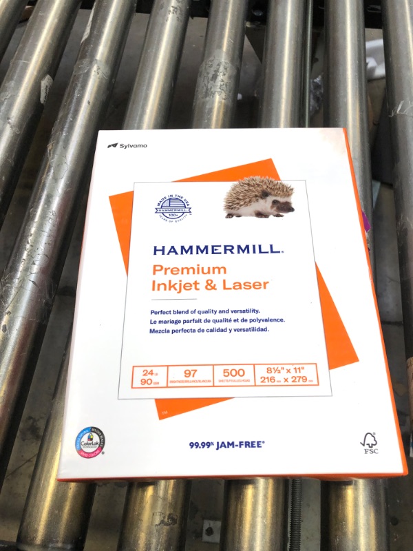 Photo 2 of Hammermill Printer Paper, Premium Inkjet & Laser Paper 24 Lb, 8.5 x 11 - 1 Ream (500 Sheets) - 97 Bright, Made in the USA, 166140R 1 Ream | 500 Sheets 24 lb Ink - Laser