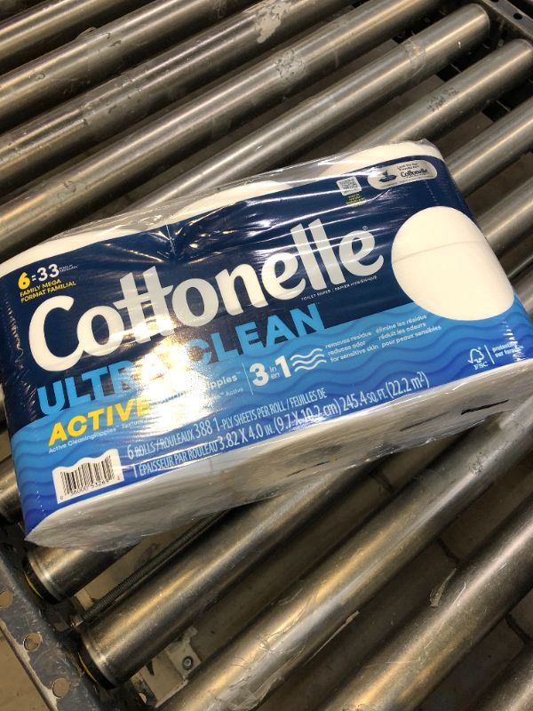 Photo 2 of Cottonelle Ultra Clean Toilet Paper with Active CleaningRipples Texture, Strong Bath Tissue, 6 Family Mega Rolls (6 Family Mega Rolls = 33 Regular Rolls), 388 Sheets per Roll