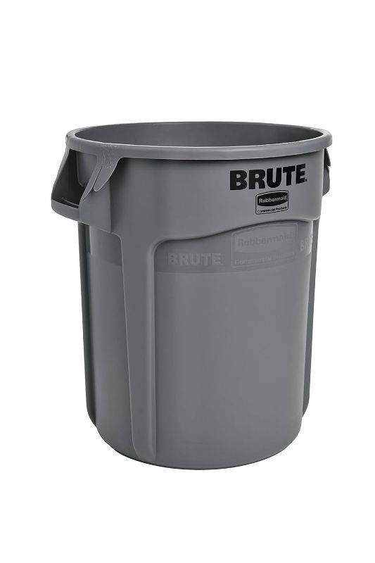 Photo 1 of  Heavy-Duty Trash/Garbage Can, -Gallon, Gray, Waste Container Home/Garage/Bathroom/Outdoor/Driveway small