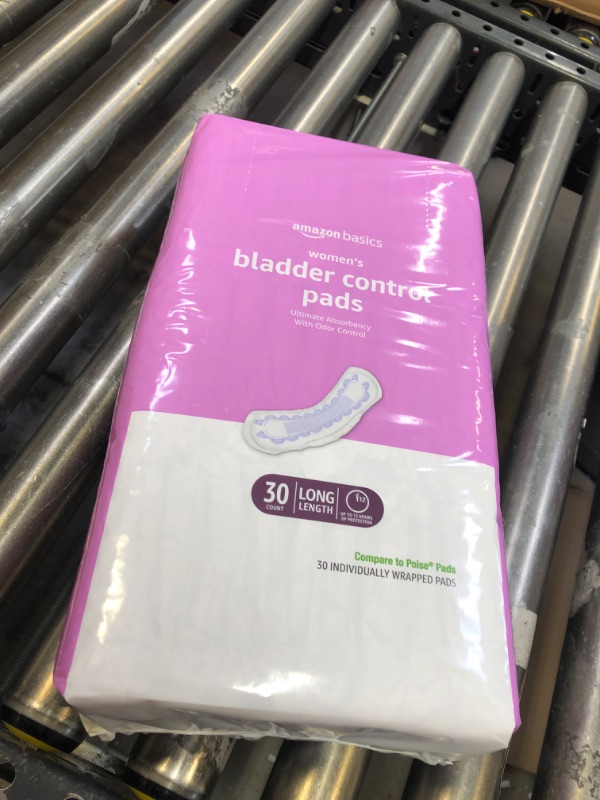 Photo 1 of Amazon Basics Incontinence, Bladder Control & Postpartum Pads for Women, Ultimate Absorbency, Long Length, 30 Count, 1 Pack (Previously Solimo) 30 Count (Pack of 1)