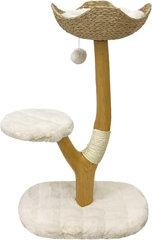 Photo 1 of Ldiuttu Indoor cat Tree - Modern cat Tower, Solid Wood cat condo, Suitable for Large Cats and Kittens to Rest and Climb, a Gift for cat Lovers(White)
