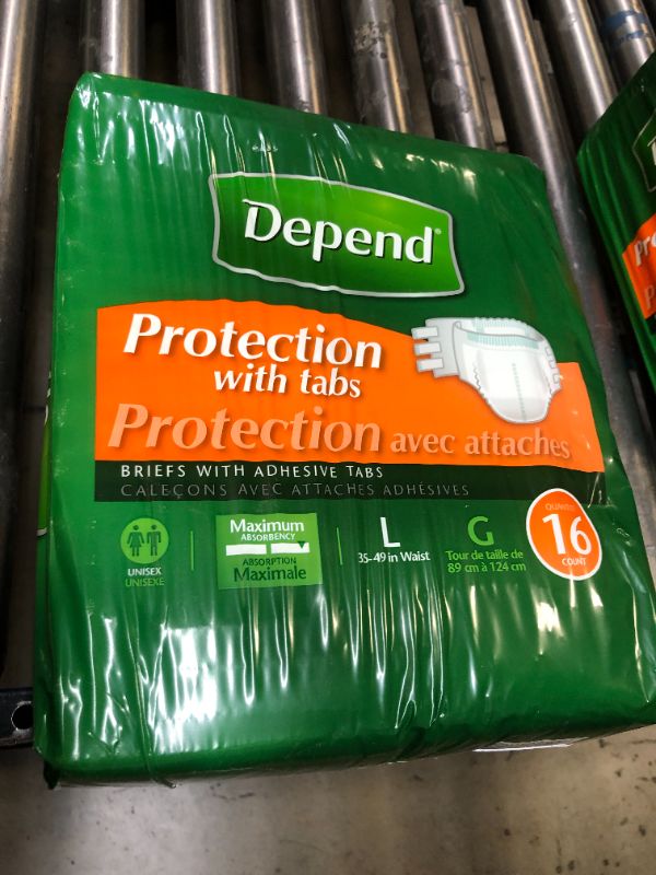Photo 1 of Depend Fitted Briefs, Size Large (35-49" Waist),Case of 64