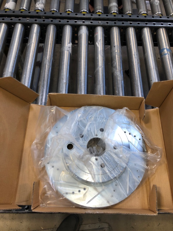 Photo 2 of Drilled and Slotted Silver Zinc Brake Rotor 631-13042L