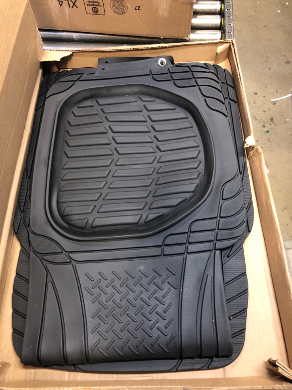 Photo 2 of Motor Trend - MT-923-BK 923-BK Black FlexTough Contour Liners-Deep Dish Heavy Duty Rubber Floor Mats for Car SUV Truck & Van-All Weather Protection, Universal Trim to Fit Full Set Black