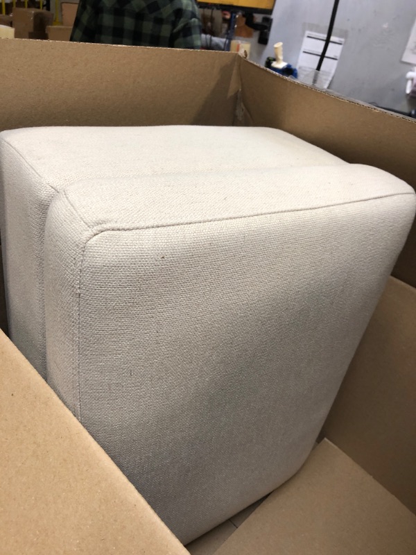 Photo 1 of  Fabric Ottoman, Linen living room chair
