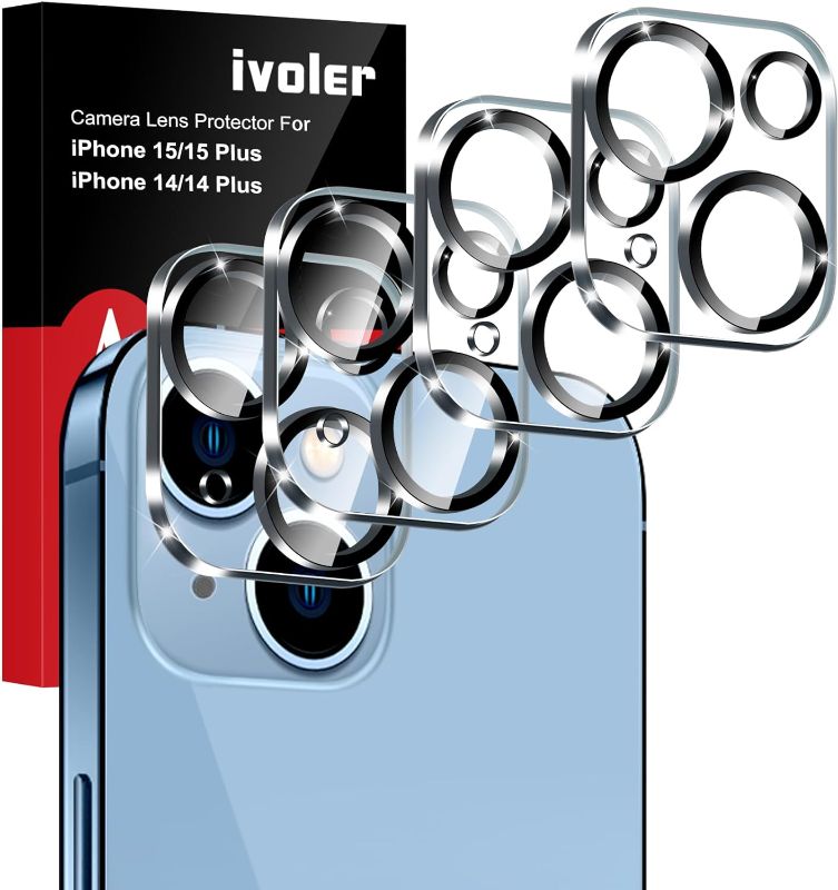 Photo 1 of ivoler 4 Pack Camera Lens Protector Compatible With iPhone 15/15 Plus, for iPhone 14/14 Plus Screen Protector Tempered Glass, Case Friendly [New Version], Anti-Scratch, Easy Installation
- two pack 