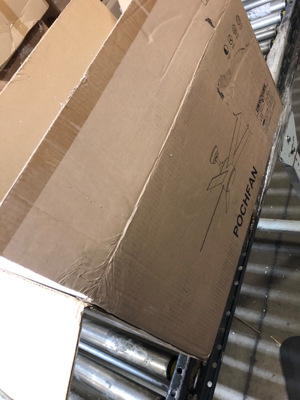 Photo 1 of POCHFAN 52 inch Black Ceiling Fan with Light Remote Control, LED, 3-Colors, Modern Ceiling Fan 