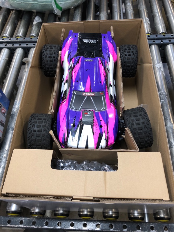 Photo 2 of ARRMA RC Truck 1/10 VORTEKS 4X4 3S BLX Stadium Truck RTR (Batteries and Charger Not Included), Purple, ARA4305V3T2 - missing parts 