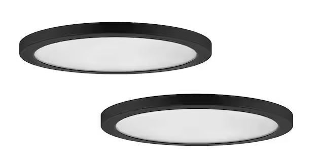 Photo 1 of 19 in. New Ultra-Low Profile Edgelit 5CCT Selectable LED Flush Mount Selectable LED Flush Mount Matte Black (2-Pack)
