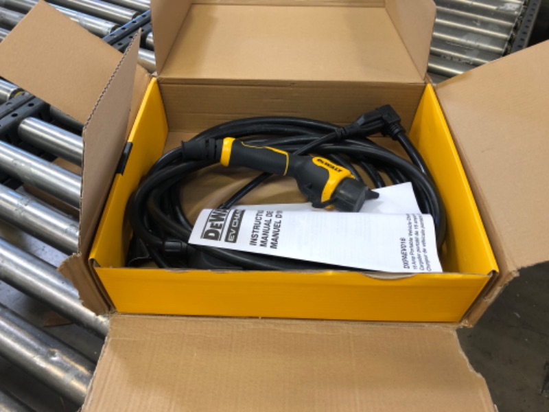 Photo 2 of DEWALT Portable Electric Vehicle Level 2 EV Charger up to 16 Amps 120-240V, CSA Certified Indoor/Outdoor, NEMA 6-20 with 5-15 Adapter Included, 25 ft. Cable NEMA 5-15 & 6-20 USED 