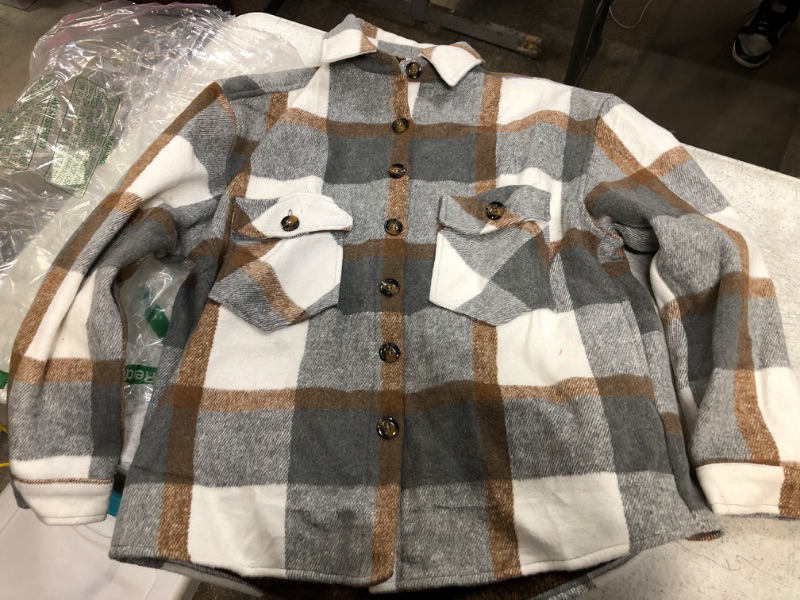 Photo 1 of flannel fleece jacket - size small - grey/brown 