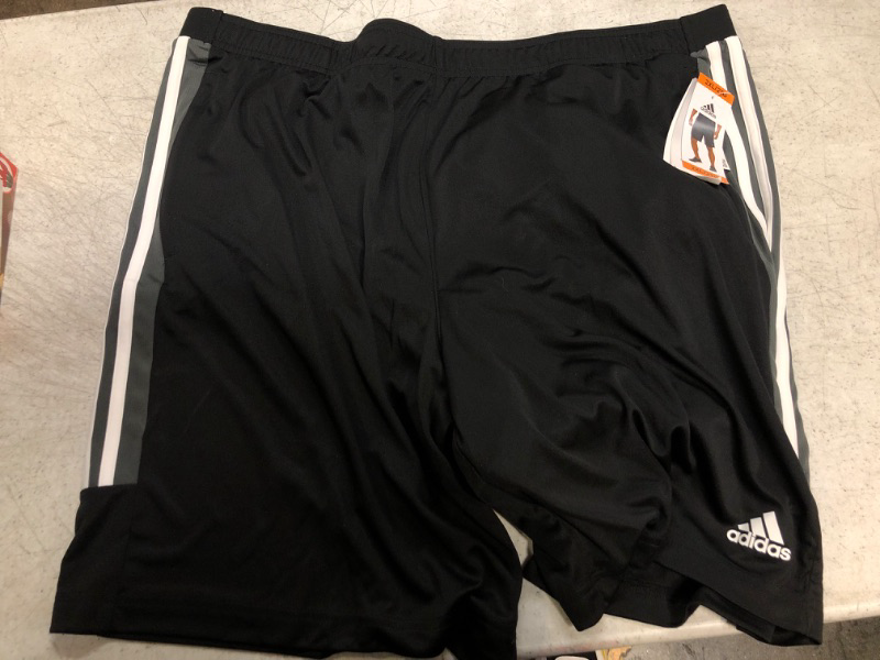 Photo 2 of adidas Mens 3 Stripe Shorts with Zipper Pockets (Black/Grey Six/White, 2X-Large)