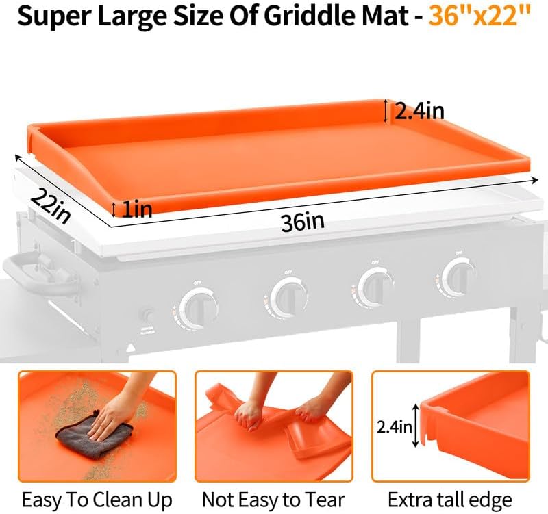 Photo 1 of 36" Orange Blackstone Silicone Tray Padding for Full Coverage-Heavy Food Grade Silicone Tray Padding Silicone Tray Padding to Protect Your Tray from Dirt & Rust
