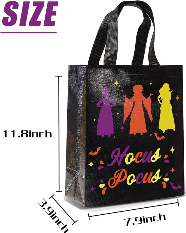 Photo 1 of 20 Pack Halloween Non-Woven Bags Reusable Hocus Pocus Witch Theme Tote Gift Bag Trick or Treat Party Favor Bag Candy Goodie Bag with Handle for Kids Teens Birthday Supplies, 4 Design
