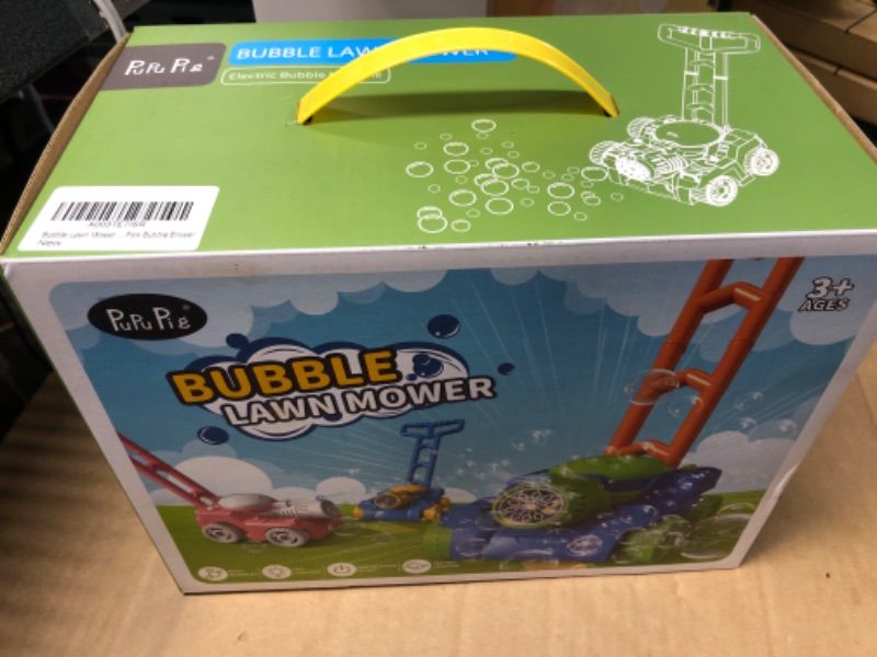 Photo 1 of Bubble Lawn Mower for Toddler, Automatic Bubble Mower Set Incl. Bubble Solution & Bubble Wands, Kids Lawn Mower Bubble Machine w/Light, Baby Push Toy for Toddler Outdoor Toys-Blue Bubble Blowers Bubble Mower - Blue
