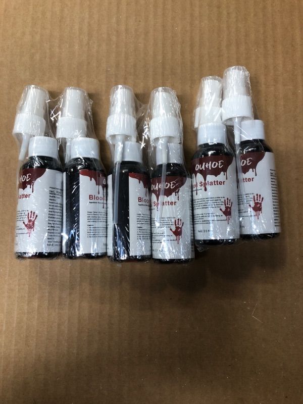 Photo 2 of 3 pack Blood Splatter 2.0 fl oz, Makeup Blood Splatter,Fake Blood Spray, Halloween Liquid Blood for Clothes, Zombie, Vampire and Monster SFX Makeup and Dress Up