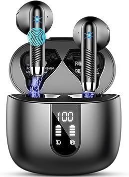 Photo 1 of Wireless Earbuds V5.3 Bluetooth Headphones 56H Playtime Deep Bass Bluetooth Earbuds in-Ear with 4 ENC Mic, 2023 Noise Cancelling Earphones with Charging Case, IP7 Waterproof Sport Ear Buds LED Display
