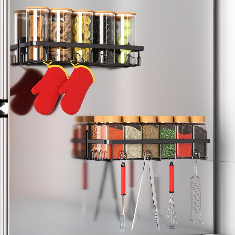 Photo 1 of 2pcs--EAZOO Spice Racks Magnetic for Refrigerator,Spice Organizers Black Color