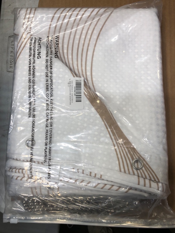 Photo 1 of Hokibero Modern Shower Curtain 230GSM Weighted Hem Light Brown Fabric Shower Curtain Simple Stripe Shower Curtain Set Washable Water Repellent Khaki Tan Decorative Cloth Shower Curtains for Bathroom 72x72 Tan and White