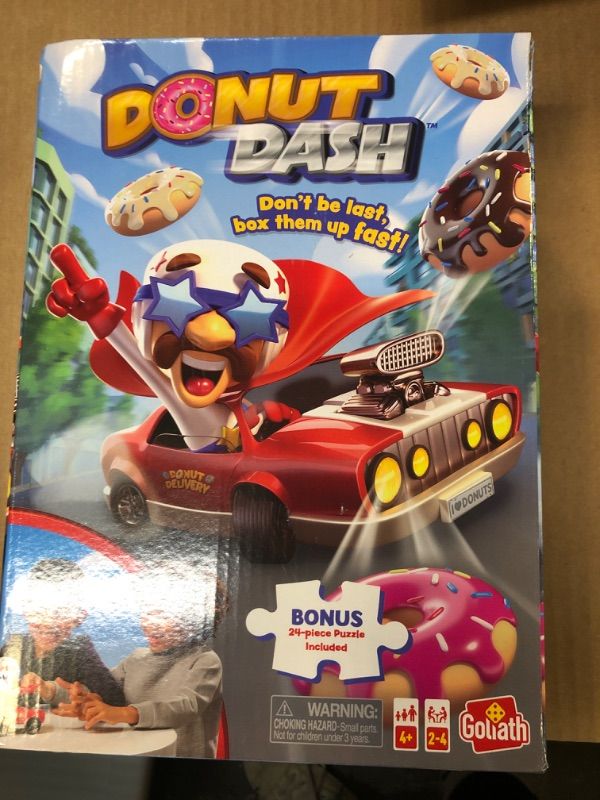 Photo 2 of Goliath Donut Dash Game w/ 24pc Puzzle - Race to Pick Up Matching Donuts, Racecar Does Real Donuts On Table Or Hard Floor - Includes 24-Piece Puzzle