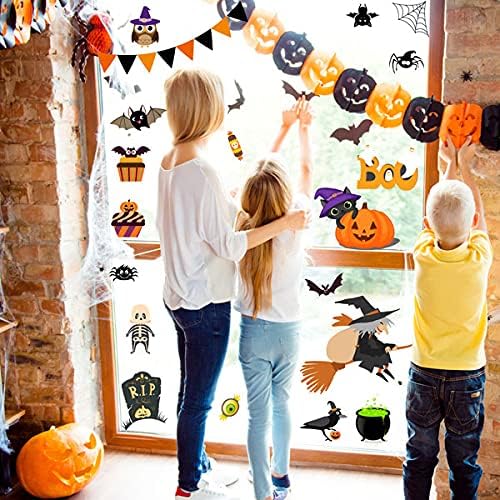 Photo 1 of Halloween Decorations Window Clings, Halloween Window Clings for Kids - Double-Side Halloween Window Decals for Party Decorations