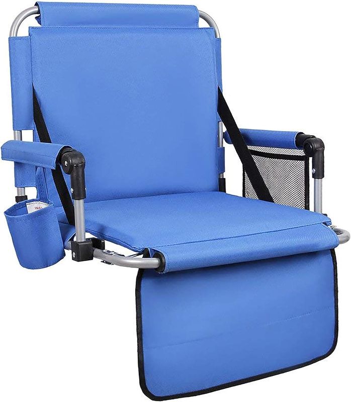 Photo 2 of ALPHA CAMP Stadium Seat Padded Chair for Bleachers with Back& Arm Rest Blue