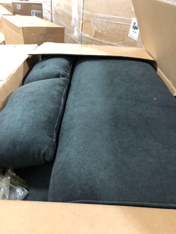 Photo 2 of Vongrasig 47" Small Modern Loveseat Sofa, Mid Century Linen Fabric 2-Seat Sofa Couch Tufted Love Seat with Back Cushions and Tapered Wood Legs for Living Room, Bedroom and Small Space (Black)