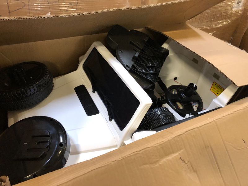 Photo 2 of MISSING BATTERY!!! GAOMON 12V Kids Ride on Car, Licensed Mercedes Benz G63 Electric Car w/Remote Control, Music, Spring Suspension, LED Light, Bluetooth, Horn, AUX, Safety Lock Battery Powered Electric Vehicle, White