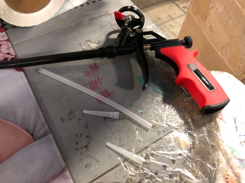 Photo 1 of Luft Professional Expanding Foam Spray Gun (1 Insulation Gun + 3 Extenders) PU Insulating Applicator Heavy Duty Metal Body Dispensing Foam Gun Suitable for Caulking, Filling, Sealing (1 Pack)