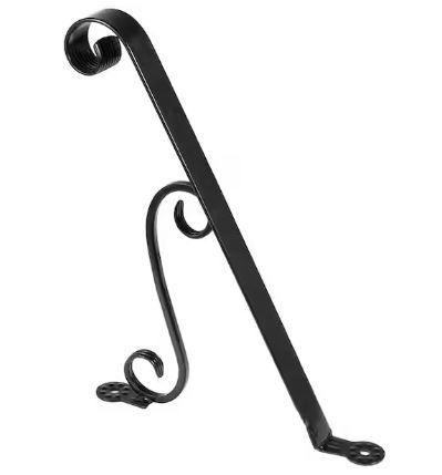 Photo 1 of  VEVOR 18 in. L x 14 in. H Porch Handrail Wrought Hand Rail Staircase Railing 1 or 2 Stairs Steps Wrought Iron Handrail