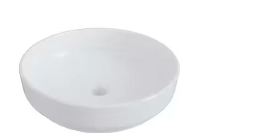 Photo 1 of 15.7 in. Ceramic Round Vessel Bathroom Sink in White
