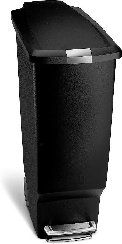 Photo 1 of 
simplehuman 40 Liter / 10.6 Gallon Slim Kitchen Step Trash Can With Secure Slide Lock, Black Plastic