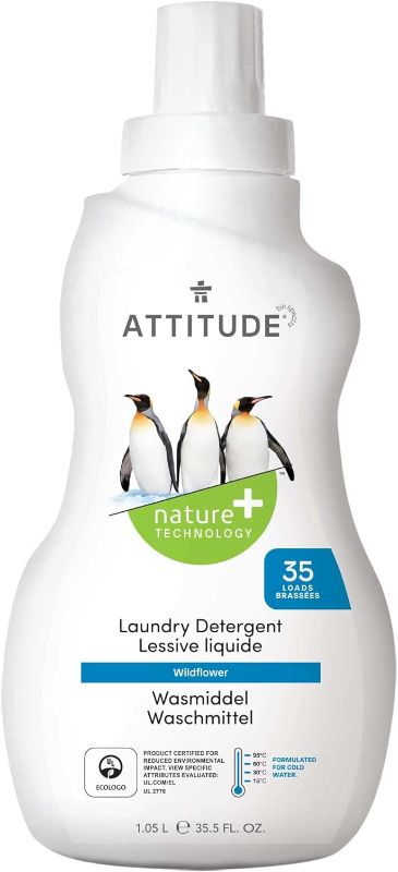 Photo 1 of 
ATTITUDE Laundry Detergent, EWG Verified, Plant and Mineral-Based Formula, HE Compatible, Vegan and Cruelty-free Household Products, Wildflowers, 3