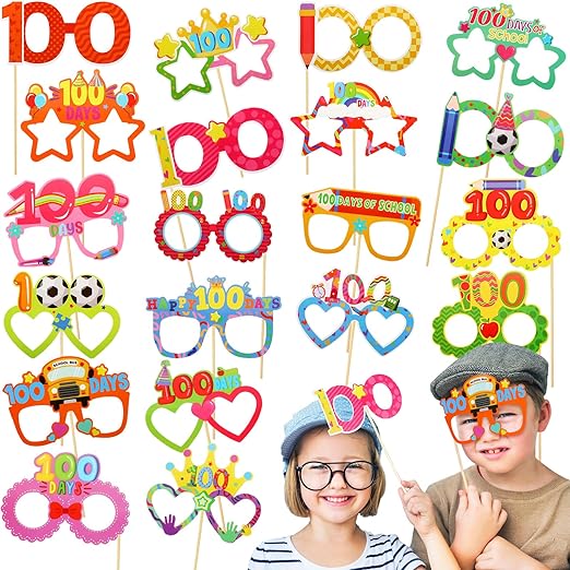 Photo 1 of 100 Pcs 100th Day Of School Glasses 100 Days Paper Eyeglasses 100th Day Of School Party Eyeglasses Supplies