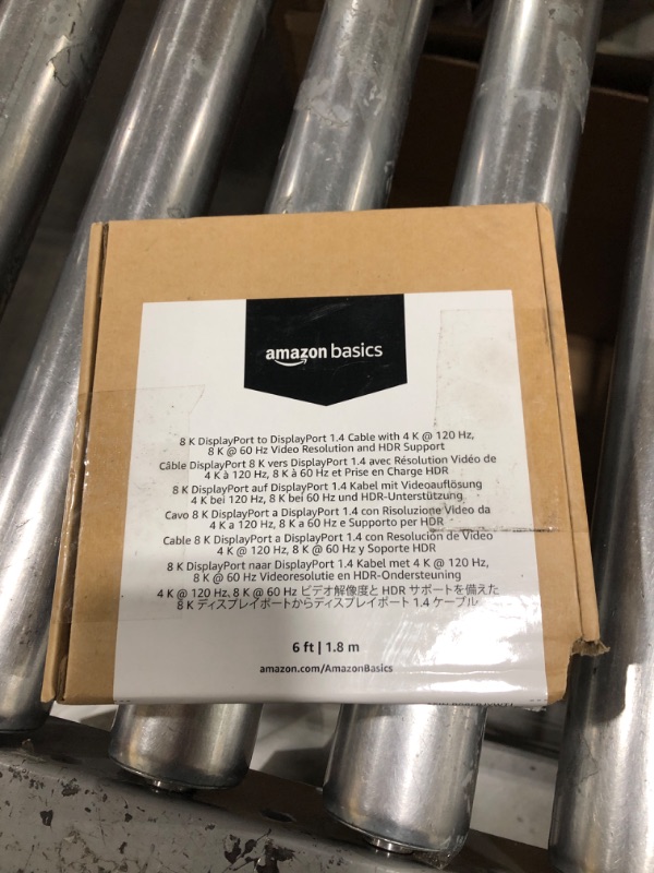 Photo 2 of Amazon Basics 8K DisplayPort to DisplayPort 1.4 Cable with 4K@120Hz, 8K@60Hz Video Resolution, and HDR Support, 6 Feet 6 Feet Cable