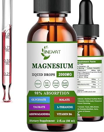 Photo 2 of Magnesium Glycinate Supplement,Magnesium Liquid Drops with Magnesium Glycinate 500mg Fiber 500mg Bromelain Vitamin B,C,D - Promotes Nerve, Bowel, Relaxation Function exp 12/11/25